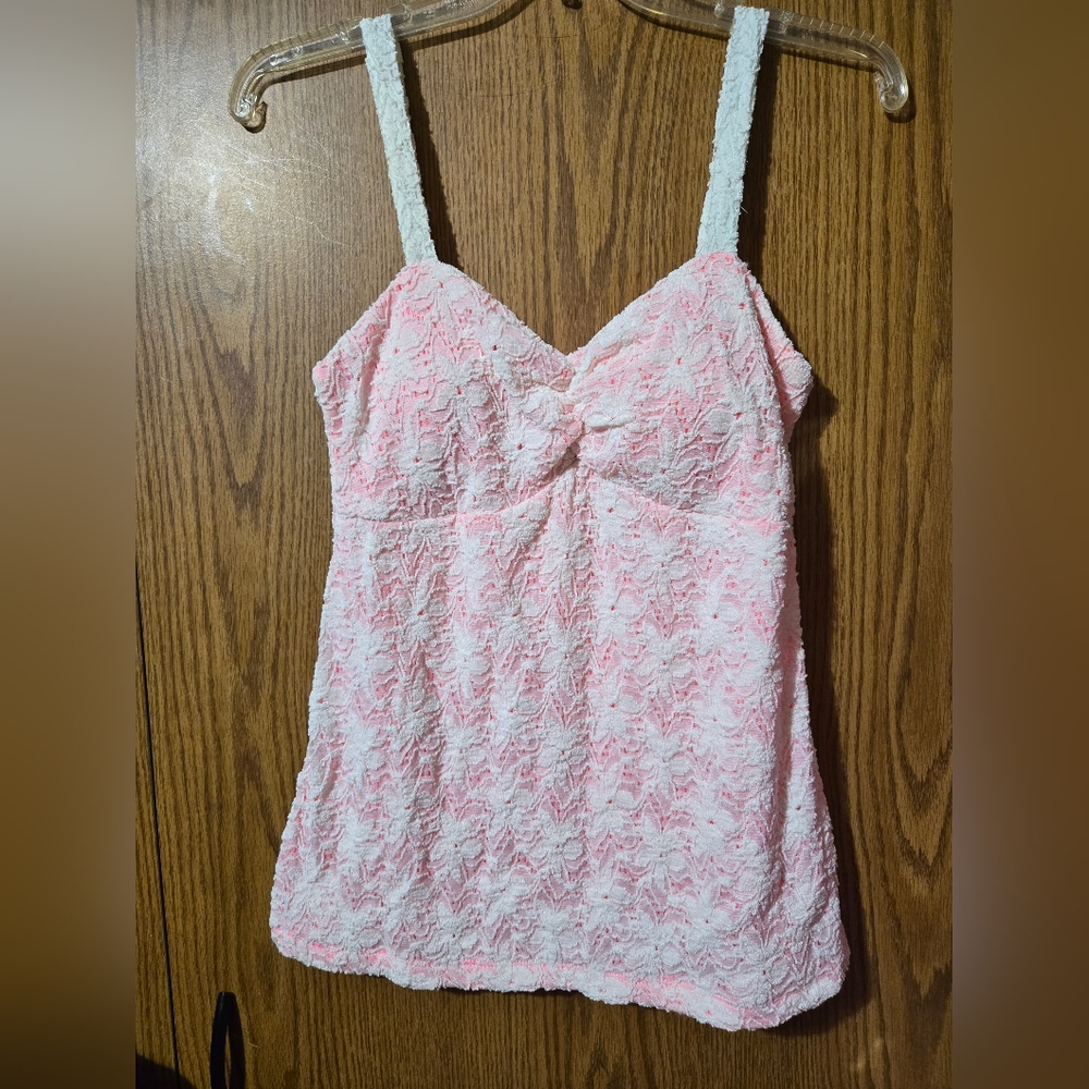 Vanity Pink and White Lace Chemise